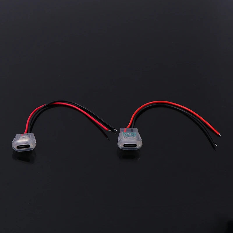 2pin USB Type C Input Type Charging Socket With LED Lights Plate Waterproof USB-C Power Port TYPE-C Female Connector Jack Vue