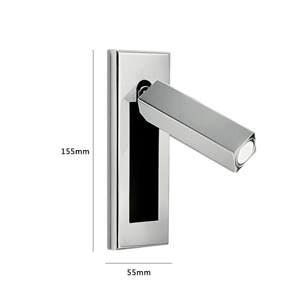 SANDIY LED Wall Sconce with USB Charger – Rotatable Lamp LED Wall Sconce Vue Silver China Mainland Cold White|3W