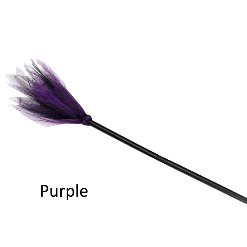 Halloween Party Witch Broom Kids Plastic Cosplay Flying Broomstick Props For Masquerade Halloween Cosplay Costume Accessories Vue PURPLE
