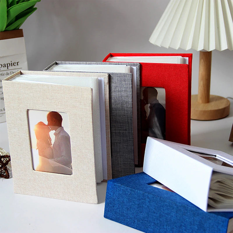 New Photo Album 100 Pockets Photo Album 4x6 Photos Linen Cover Slip-in Picture Albums DIY Writable Photo Storage Children Growth Vue