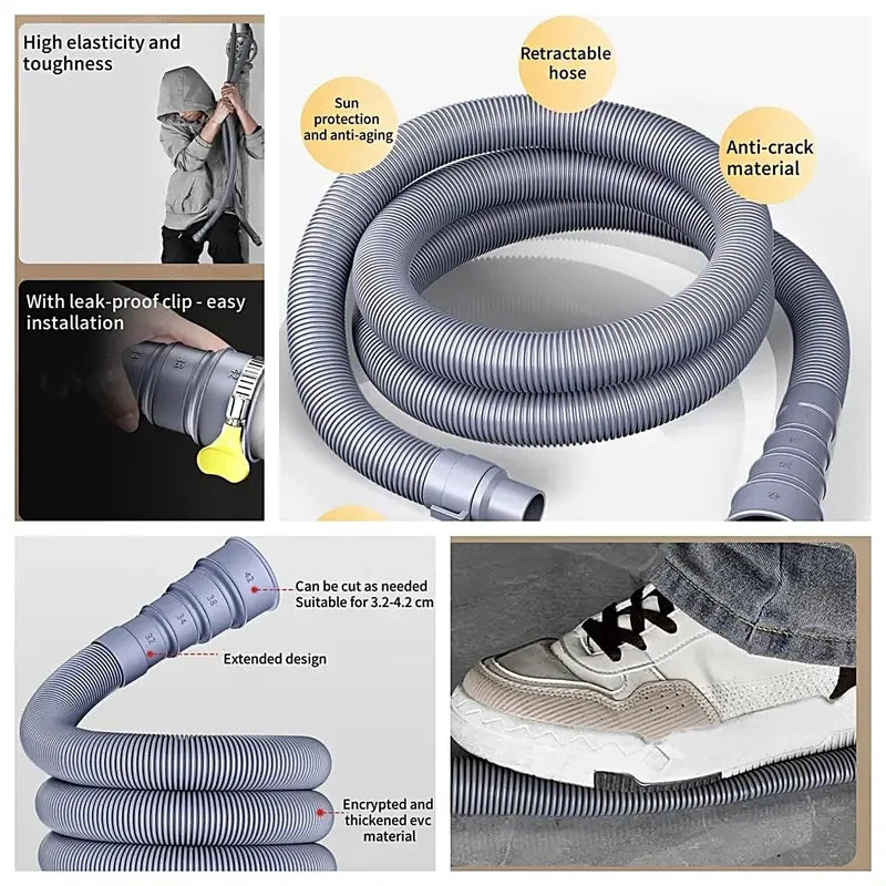 Foldable RV Sewer Hose 3/5m – Leakproof Kit with Adjustable Adapter & Clamp, Caravan Trailer Accessories Vue