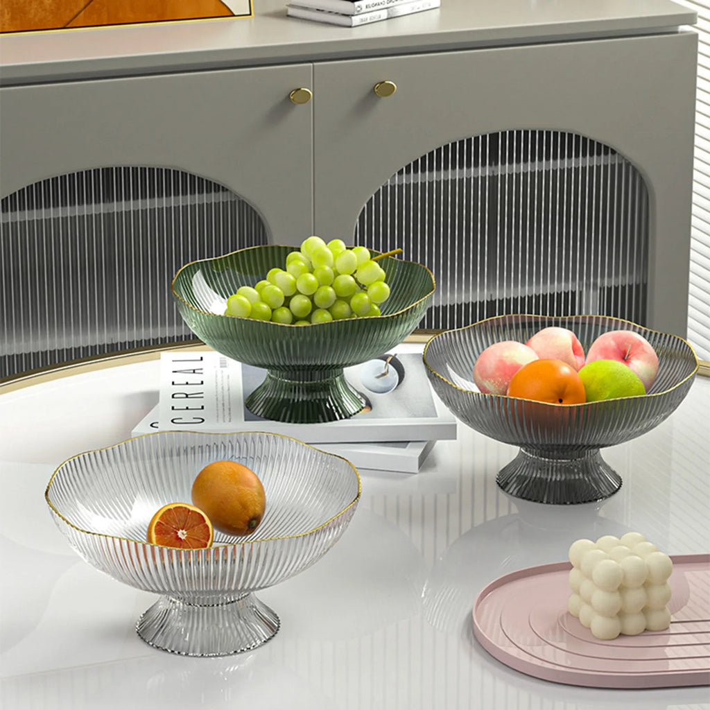 Draining Fruit Plate Luxurious Plastic Footed Fruit Bowl Beautiful Healthy with Draining Hole for Coffee Table for Living Room Vue