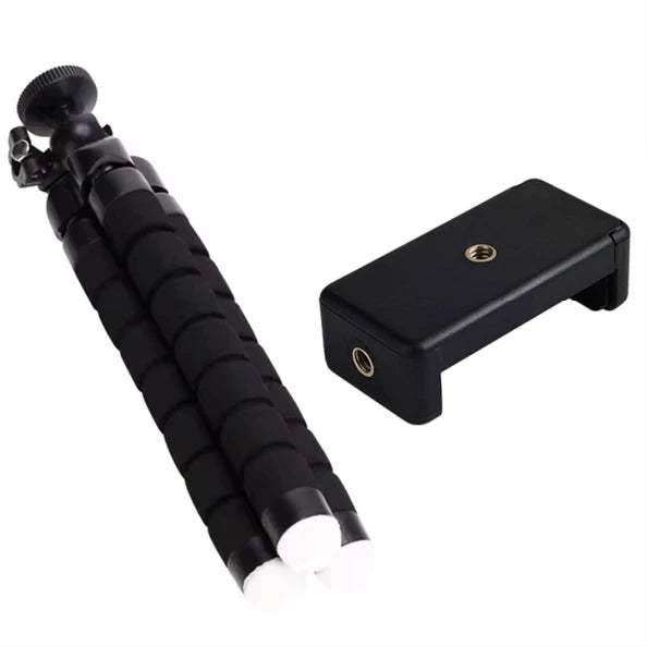 Flexible Cell Phone Tripod Mini Cell Phone Tripod with Cell Phone Holder Regular 1/4-20 Screw 360° Swivel Flexible Travel Tripod Vue black