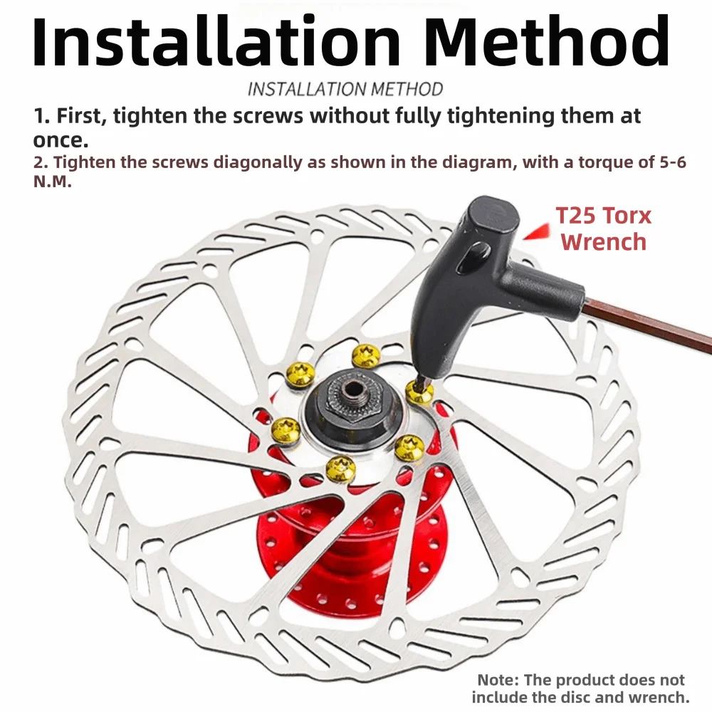 12pcs T25 Torx Head Disc Brake Rotor Screws M5x11.5mm Colorful Bicycle Screws Steel Alloy Brake Disc Bolts Road Bike Vue
