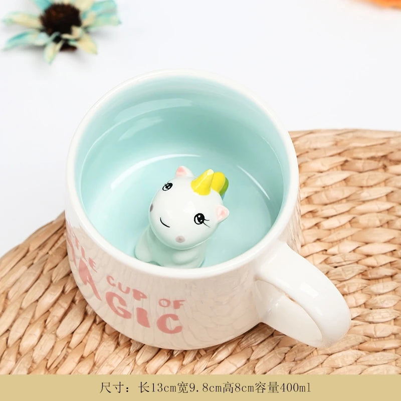 3D Ceramic Coffee Mug With Handle Cute Textured Breakfast Cup For Home Office Desk Table Decor For Women Couples Birthday Gift Vue