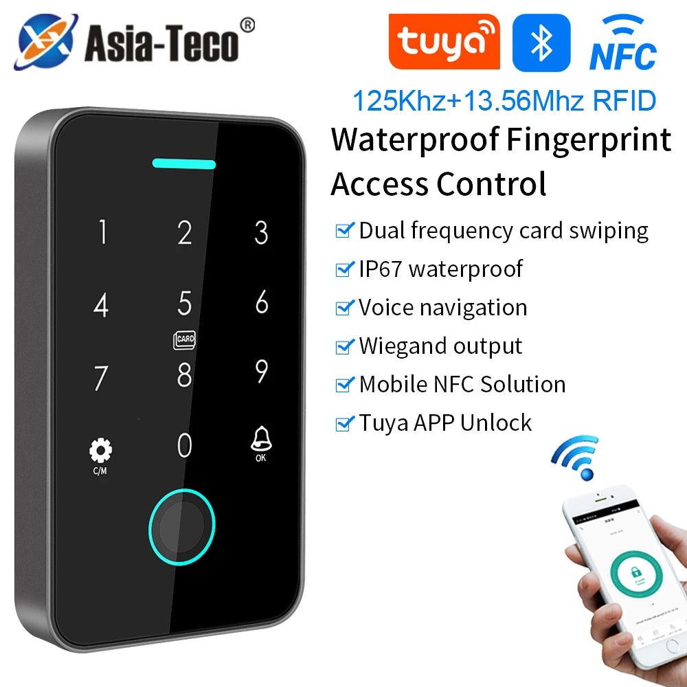 13.56Mhz Rfid Card Keypad Waterproof Tuya APP Door Lock Door Access Control System Bluetooth Keypad Door Entry Access Controller Vue