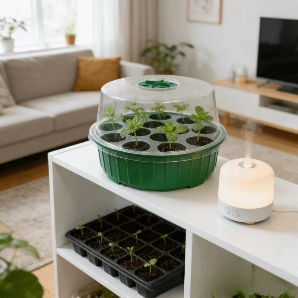 13 Hole Plant Seedling Tray Transparent Cover Insulated Hydroponic Seedling Tray Moisture Retention Plastic Vue