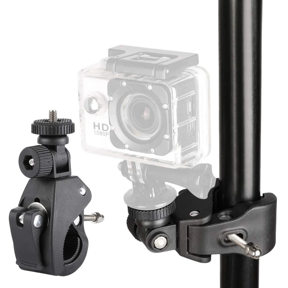 Universal 360 Degree Rotating 1/4 Camera DV Bike Bicycle Handlebar Clamp Bracket Tripod Mount Screw Clip For GoPro Hero 13 12 11 Vue