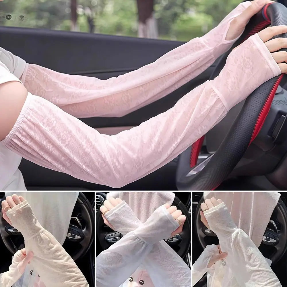 Fashion Lace Ice Silk Sleeves UV Protection Soft Breathable Sunscreen Vue