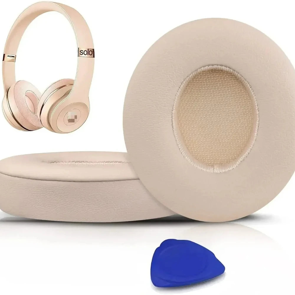 Earpads Cushions Replacement for Beats Solo 2 & Solo 3 Wireless On-Ear Headphones, Ear Pads with Soft Protein Leather Vue