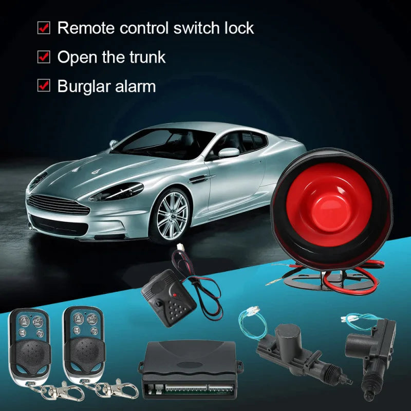 CAR ALARM + 2 DOOR REMOTE CENTRAL LOCKING KIT WITH SHOCK SENSOR IMMOBILISER remote central locking kit CAR ALARM for all types Vue