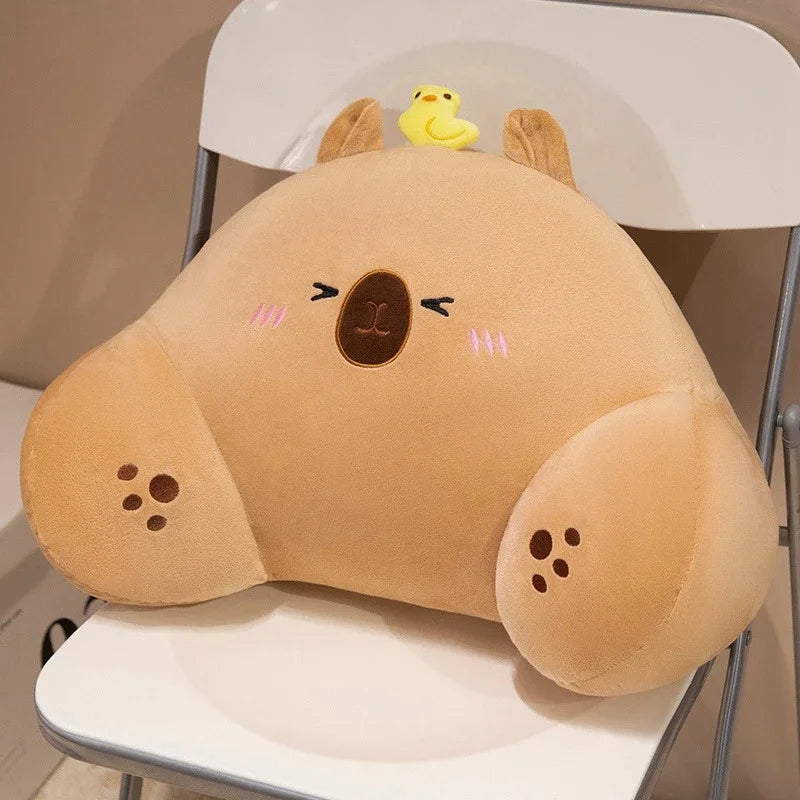 Capybara Lumbar Pillow Plush Cute Orange Fruit Top Soft Cotton Doll Cushion For Sofa Bed Office Desk Cozy Home Decor For Kids Vue