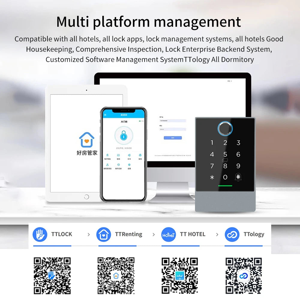 NFC 2.4GHz WiFi+Bluetooth TTLOCK APP Access Control Rfid Keypad Metal Waterproof Door Lock Opener Outdoor Door Entry Keyboard Vue