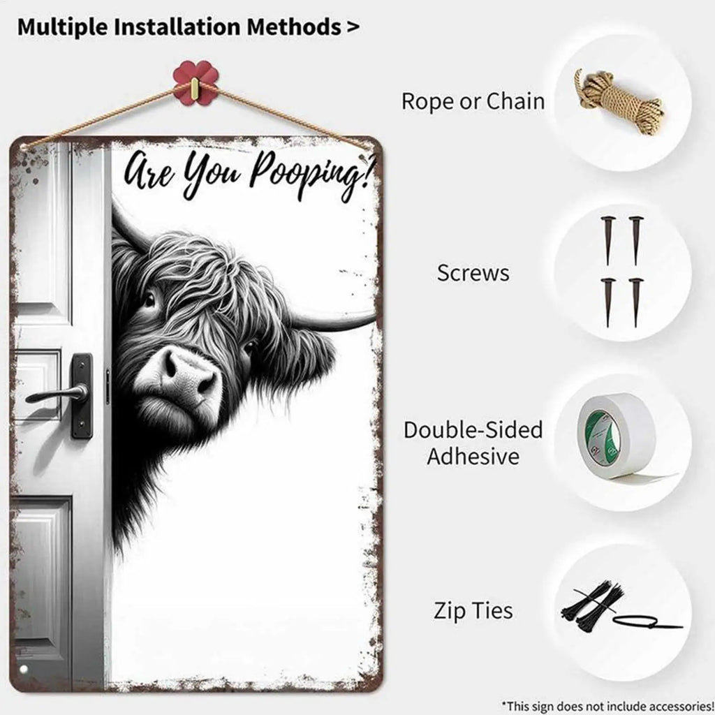 Funny Sign Bathroom Wall Art Decor Farmhouse Modern Bathroom Farm Animal Wall Pictures for Office Apartment Toilet Restroom Door Vue