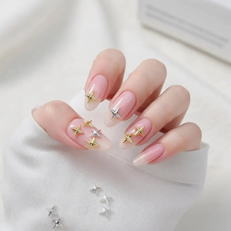 Lovely 10 PCS Four-pointed Star Nail Charms for Girls Perfect for Artistic Mani Pedi at Home or Salon Vue
