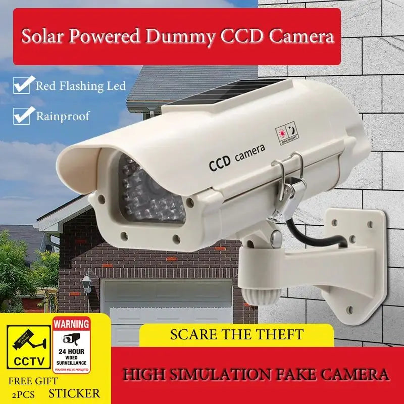 Simulation Solar Powered Waterproof Fake Camera Red Flashing Led CCD Security Camera Home Office Surveillance System Scare Theft Vue