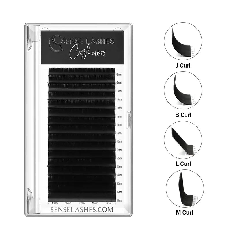 Sense Lashes Cashmere Mega Volume Eyelash Extensions – 16 Rows Eyelash Extensions Vue M 0.03mm MIX8-15mm
