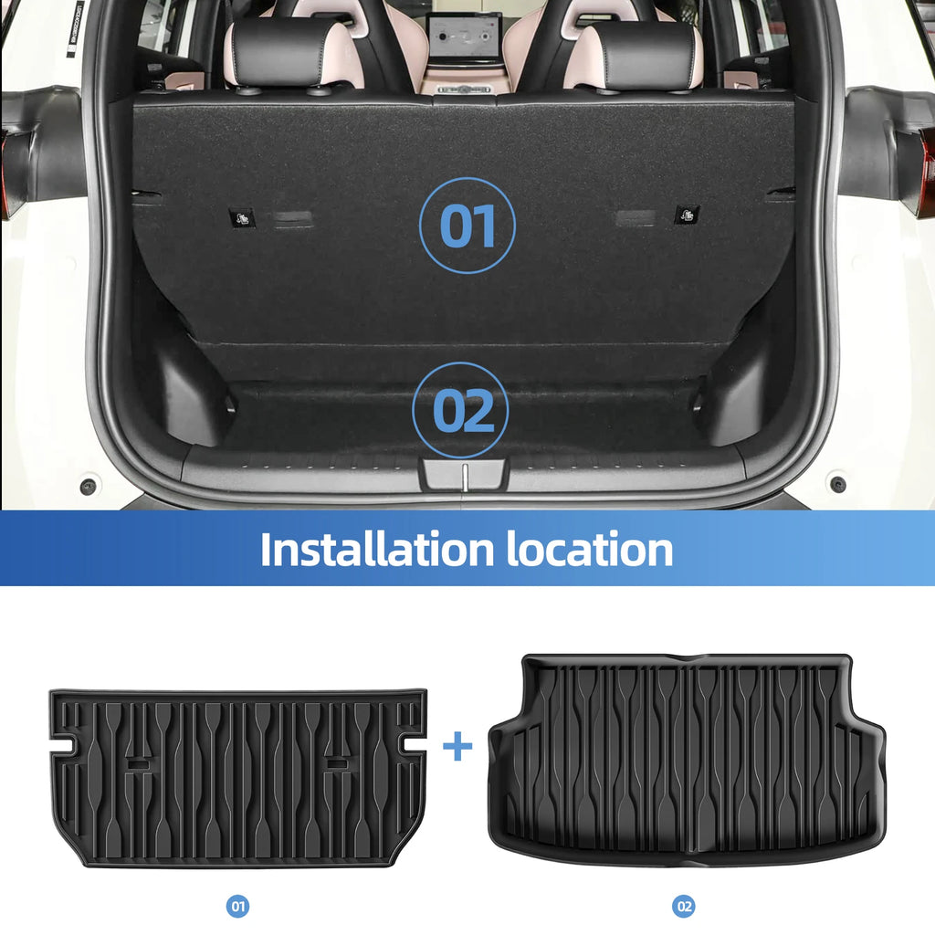 Smabee Left Drive for BYD Seagull 2025 2026 (Trunk Pad not fit Dolphin Surf) TPE Car Floor Mats Cargo Trunk Pad Waterproof Black Vue