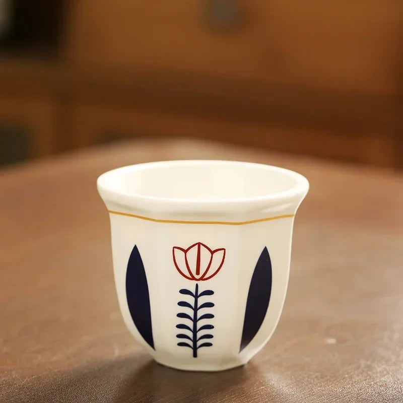 180ml Tea Cup Garland Hand Held Espresso Ceramic Cup Cappuccino Coffee Cup Turkish Coffee Cups Handmade Ceramic Cappuccino Cups Vue B-180ml