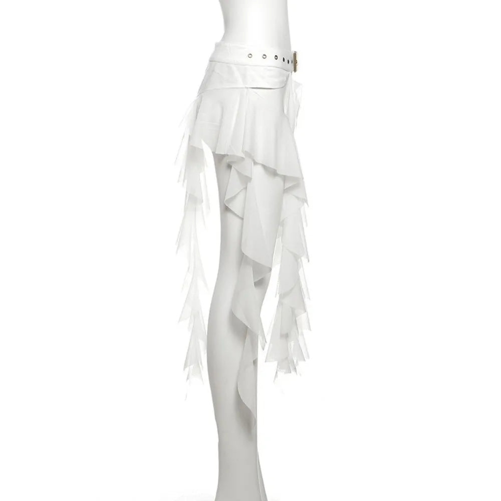 Fashion Irregular Ruffles Belts Women Long Tassel Adjustable Buckle