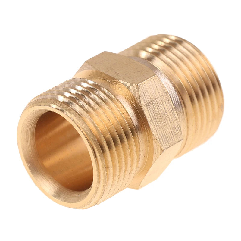 1PCS Copper M22 14mm And 15mm Male Thread Female Hose Coupler Adaptor High Pressure Washer Hose Extension Connector Adapter Vue