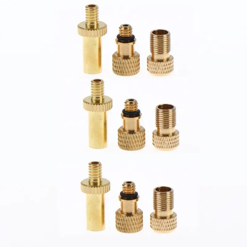 Universal Brass Bicycle Valve Adapter Presta Schrader Dunlop Converter Multi-Type Inflation Adaptor For Bike Pump Inflation Vue 3Sets
