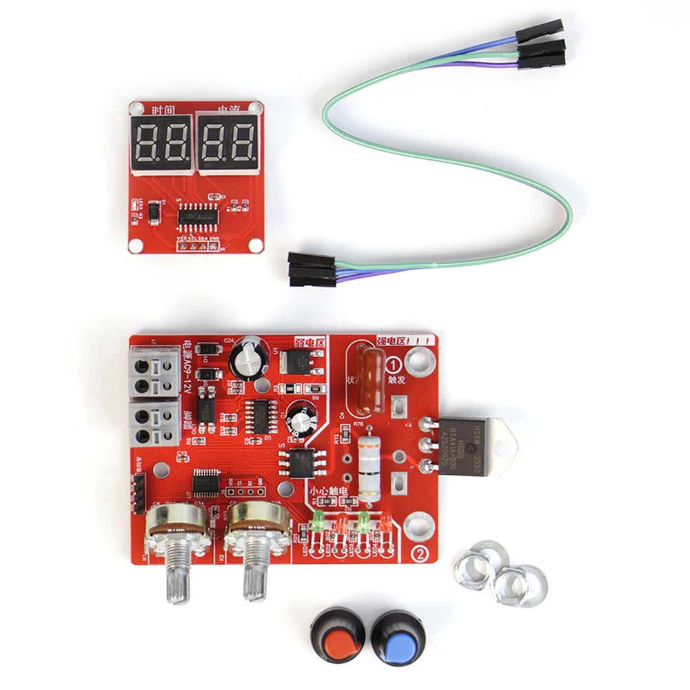 Spot Welding Machine Control Board Adjustable Time Current Spot Welder Control Board Digital Display DIY Battery Accessories Vue 40A 100V-240V EU Plug