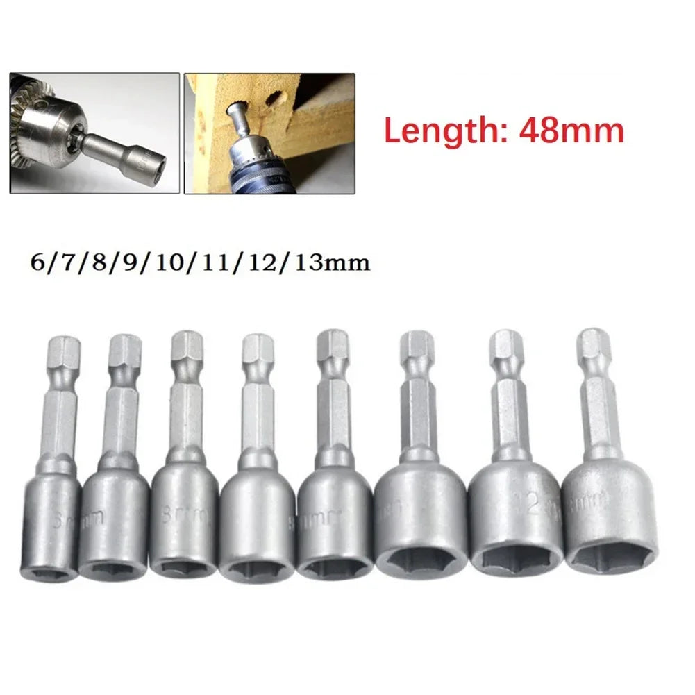 Magnetic Hex Nut Driver Socket 1/4" Shank Power Drill 6–13mm Nut Driver Socket Vue