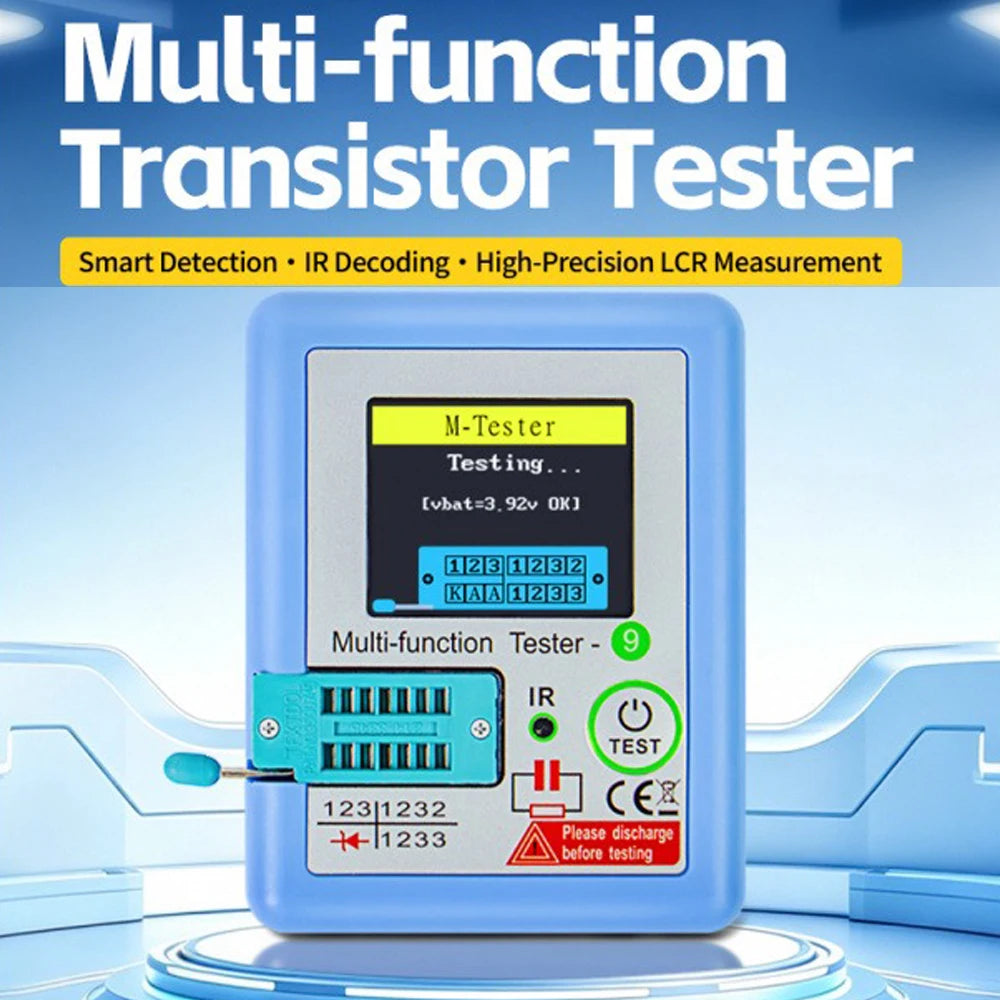 Multi-Function Transistor Tester 1.8" TFT Color Screen LCR Meter Diode MOSFET Thyristor Capacitor Inductor IR Remote Decode Tool Vue