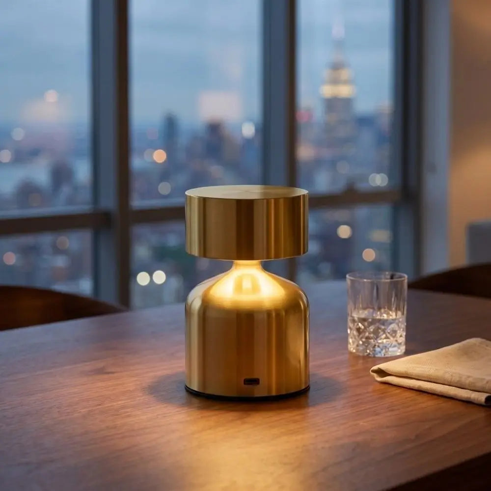 Modern Bar Desk Lamp Metal Dumbbell Design 3-Level Dimmable Table Lamp USB Rechargeable Touch Control Luminous Night Light Vue