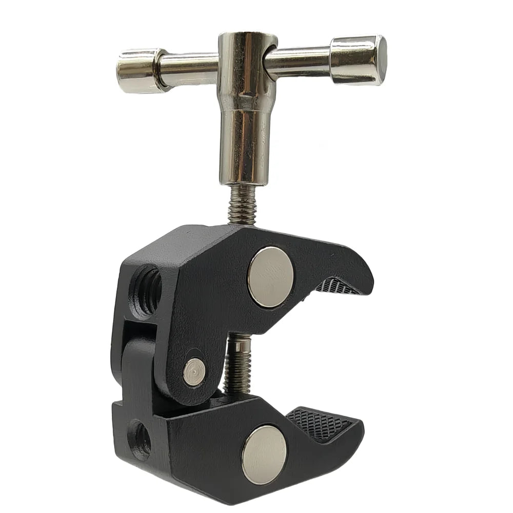 Aluminum Alloy Clamp Metal Mount Clip Arm Multi Functional With 3/8 1/4 Screw Hole For Tripod DSLR Camera Holding Stand Holder Vue black