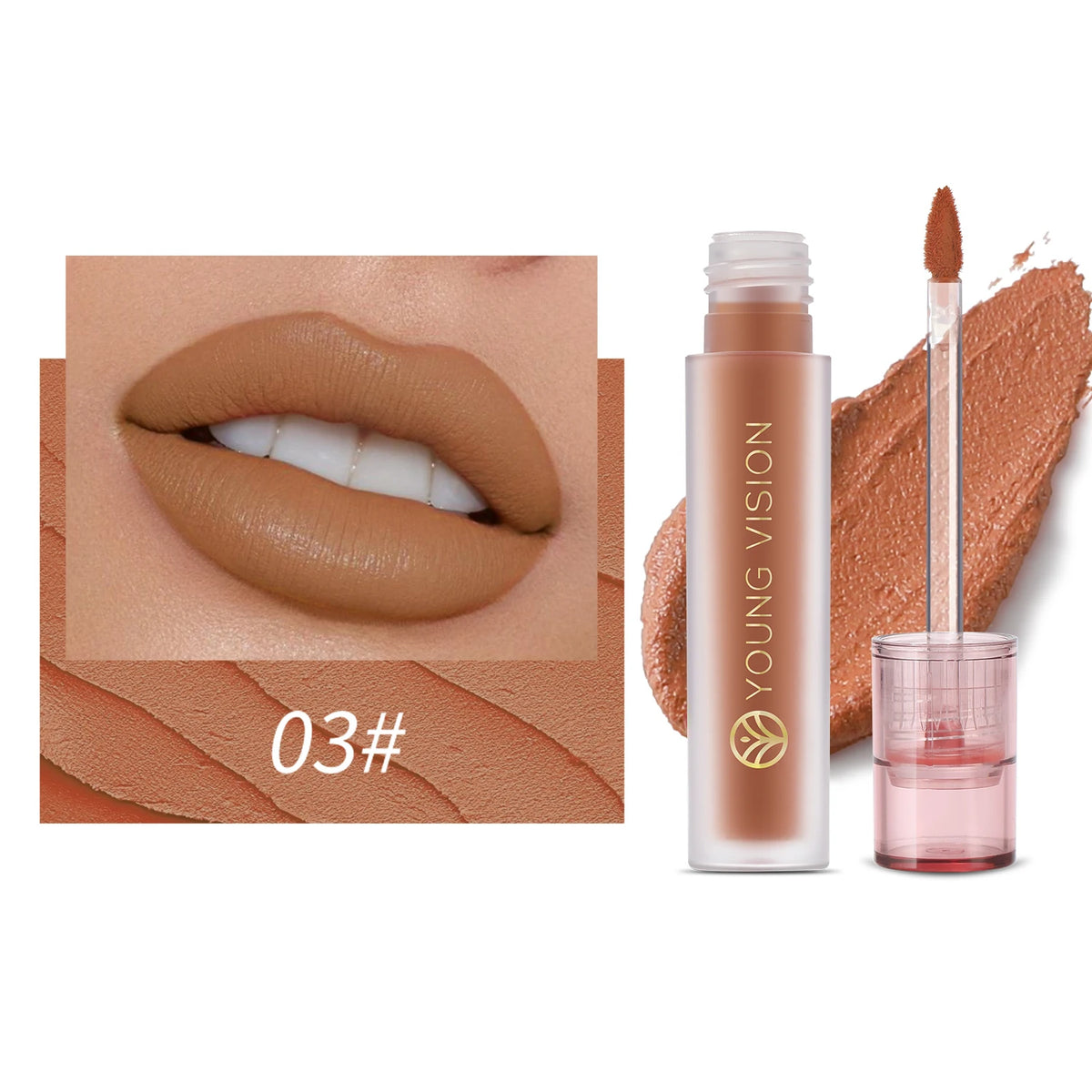 YOUNG VISION 6-Color Matte Velvet Lip Gloss Silky Smooth, Long-Lasting Color Seductive Feminine Lip Makeup Vue 8124-003