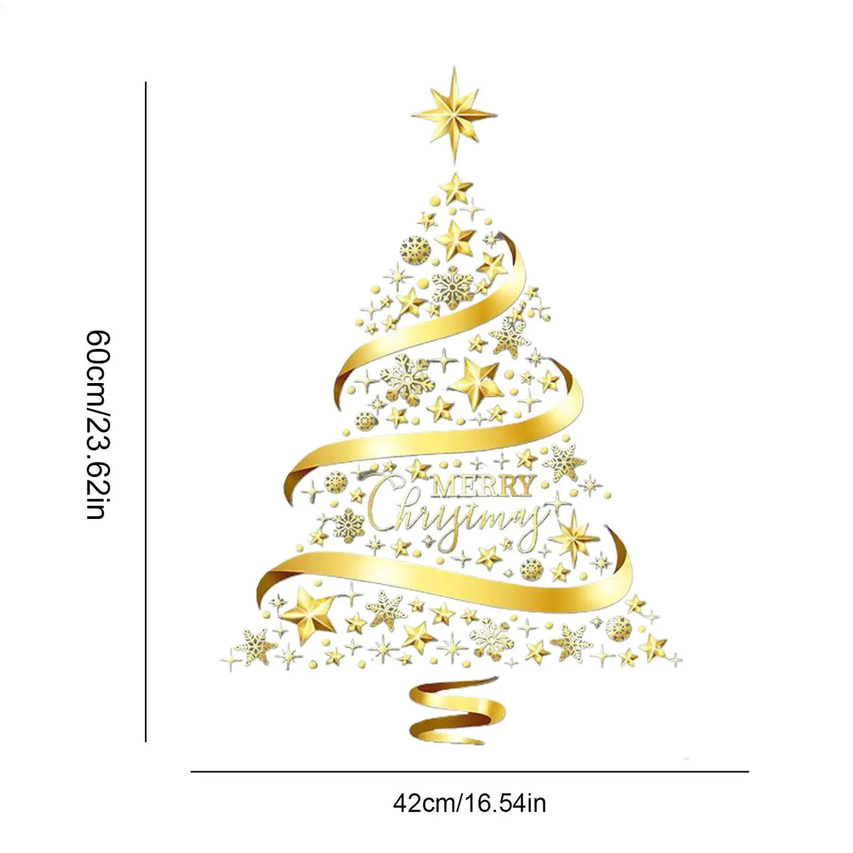 Christmas Window Clings Decor Golden Tree Static Stickers for Doors & Windows Apply & Remove, for Fun Holiday Decor for Home Vue