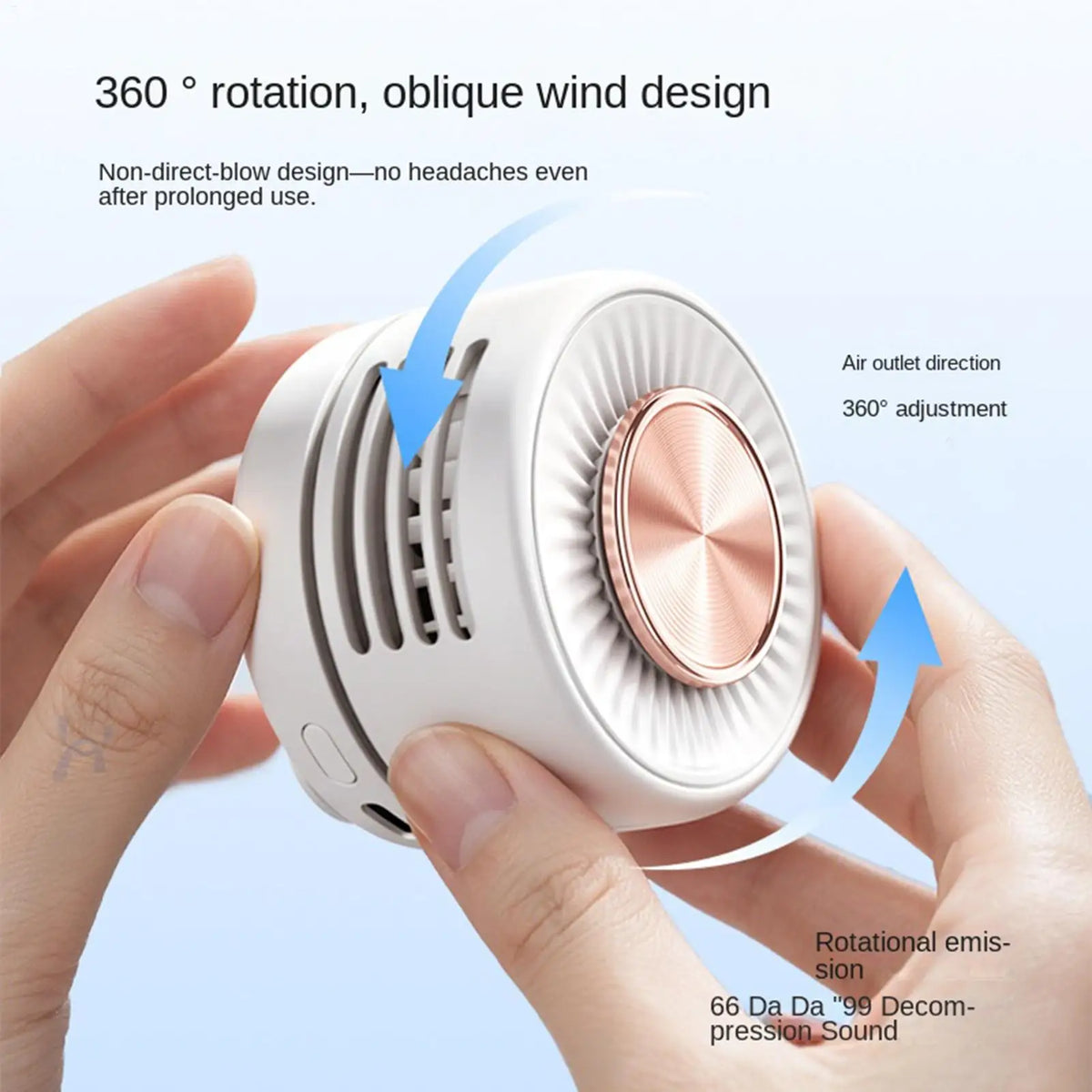 Portable Small Clip On Fan Rechargeable 3 Speed 360 Adjustable for Outdoor Camping Home Office Waist Collar Bag Collar Desk Vue