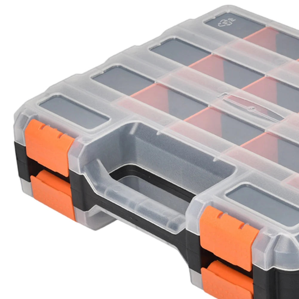 Double Side Tools Box Organizer Plastic Small Parts Storage Case Hardware Tool Arrangement Box for Screws Nuts Nails Bolts Vue