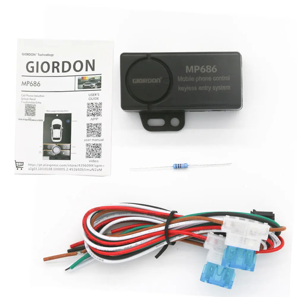 Smartphone Car Alarm System, Compatível com iOS e Android Phone, Remoto Smart Key Car Start and Stop System, PKE Car Vue
