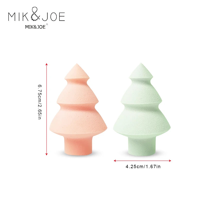 6Pcs Multicolor Christmas Tree Shape Combination Makeup Puff Soft And Delicate For Home Or Travel Use Vue