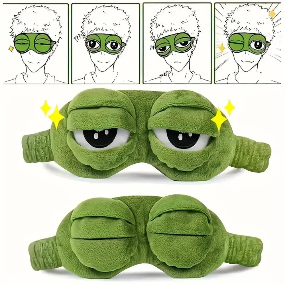 1-40PCS Cute Frog Shaped Weighted Eye Mask Sleep Aid for Women Travel Car Nap Light Blocking Soft Breathable Fabric Vue