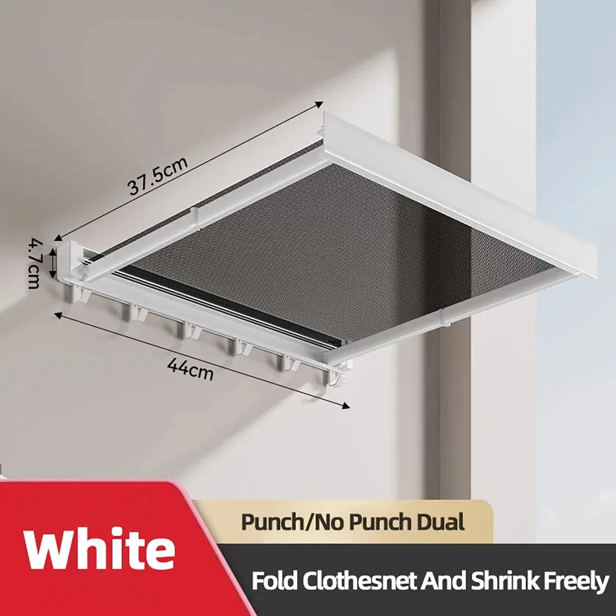 Wall Mounted Foldable Hat & Clothes Rack - Space Saving Organizer with Multi-Hooks for Bathroom, Balcony and Entryway Storage Vue white