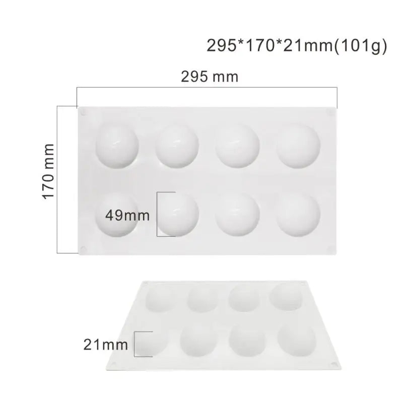 3D Sphere Silicone Mold Mousse Cake Baking Ball Shape French Dessert Vue A5