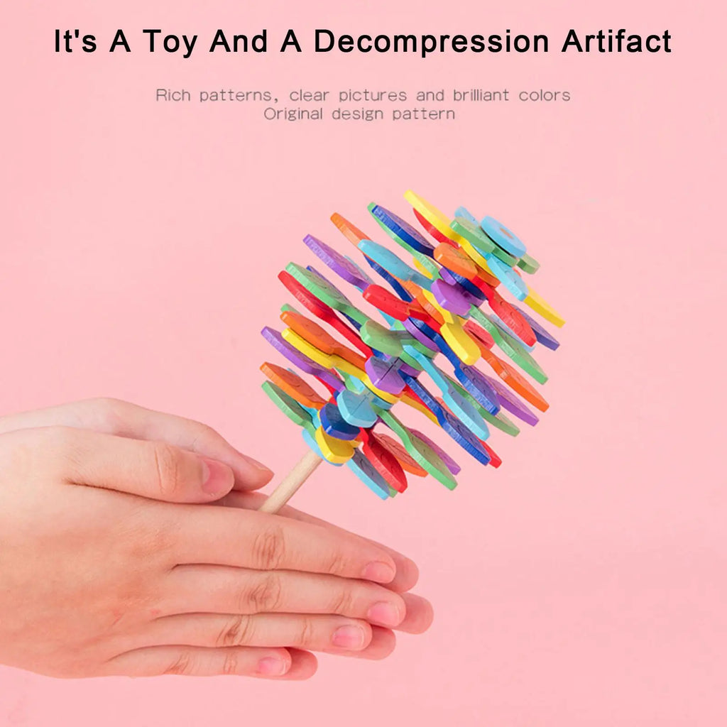 Novelty Colorful Helicone Rotating Lollipop Wooden Educational Toy for Children Adult Home Office Stress Relief Decoration Toys Vue