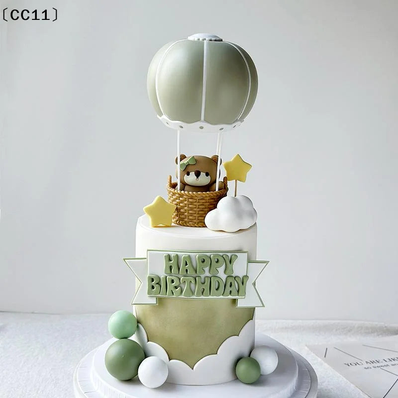 Blue Pink Air Balloon Cake Topper Gender Reveal Party Decoration Kids