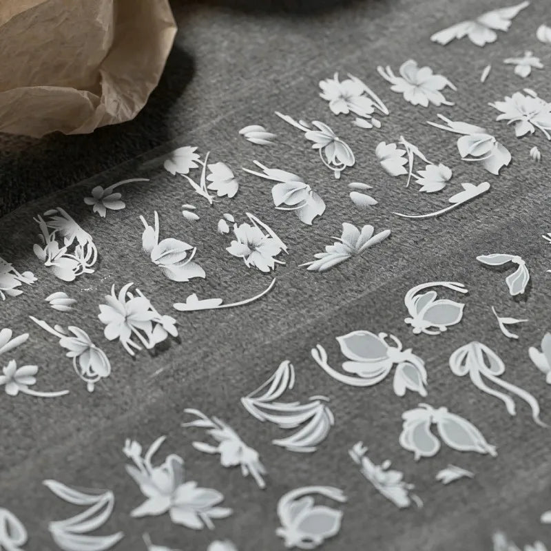 10 Rolls Colorful Rose Flower Nail Foil Transfer Sticker Chinese Character Design Elegant Lace Floral for Spring Nail Decor Vue