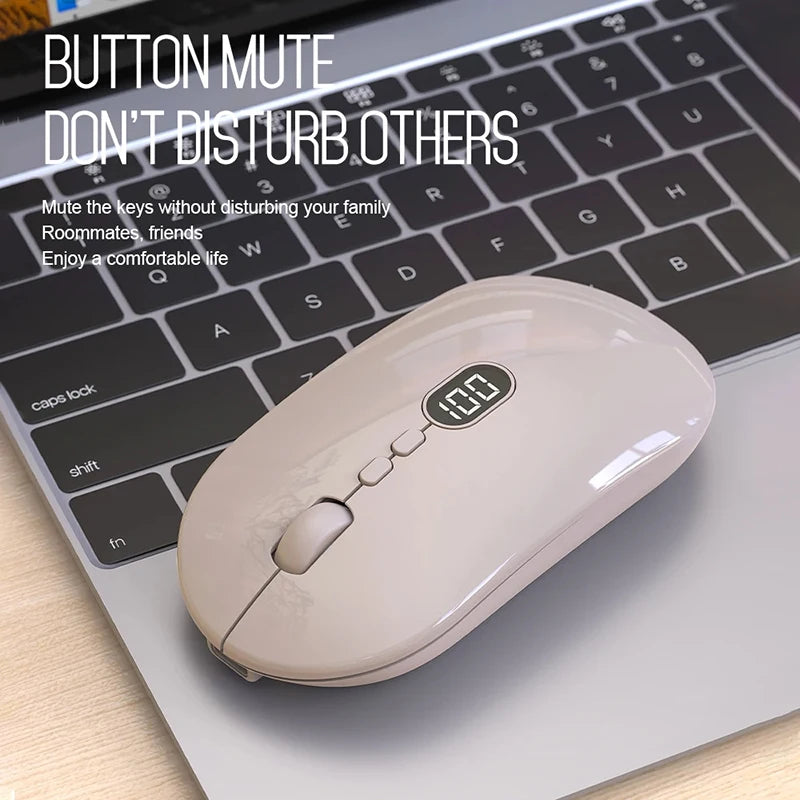 Lenovo Wireless Computer Mouse for Laptop Battery Level Visible Rechargeable 2.4G Portable USB Dual Modes Mouse Silent Click Vue