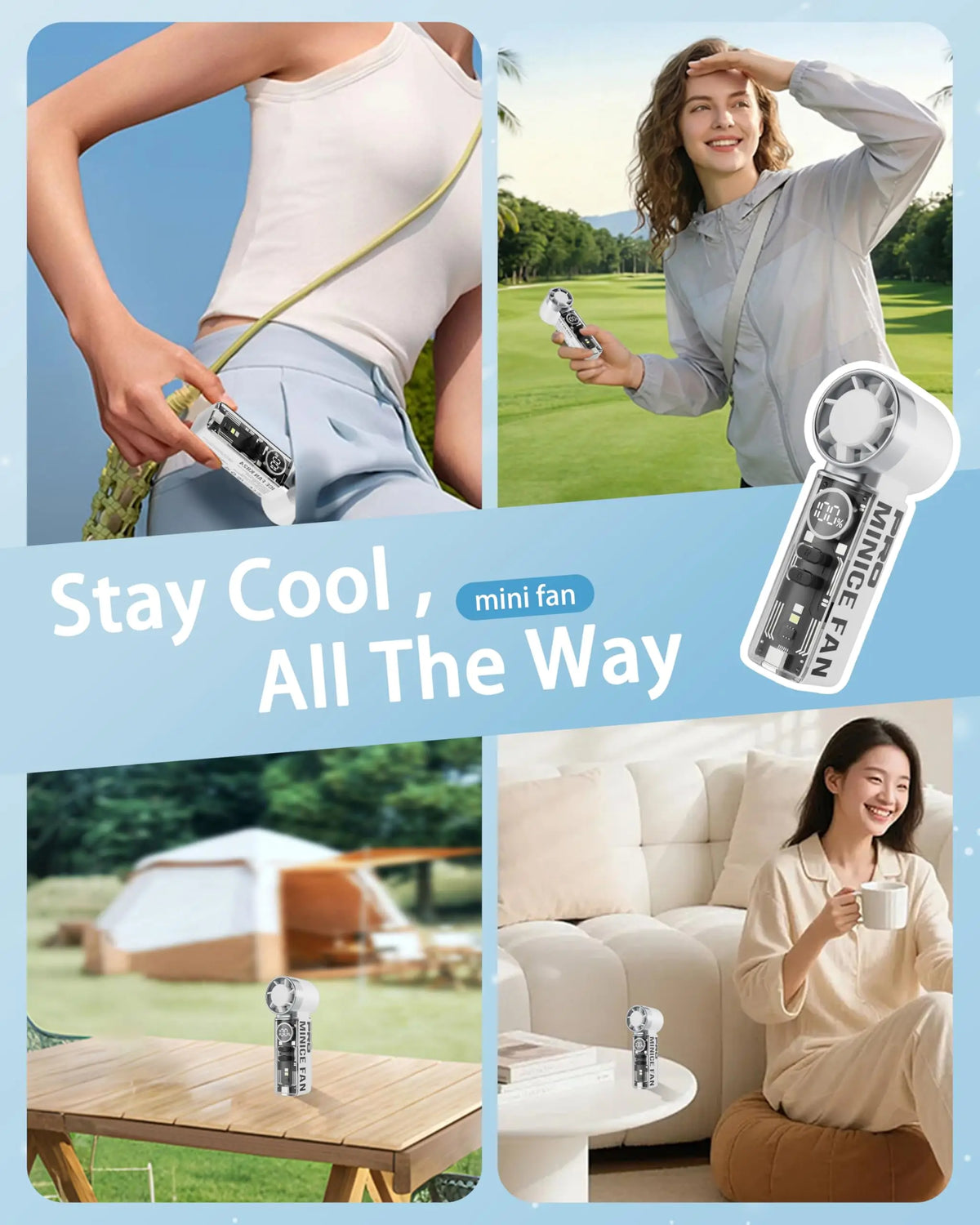 Rechargeable Portable Cooling Fan,Handheld Fan with LED Battery Display, 199 Speeds High-Speed Fan for Summer, Travel & Camping Vue