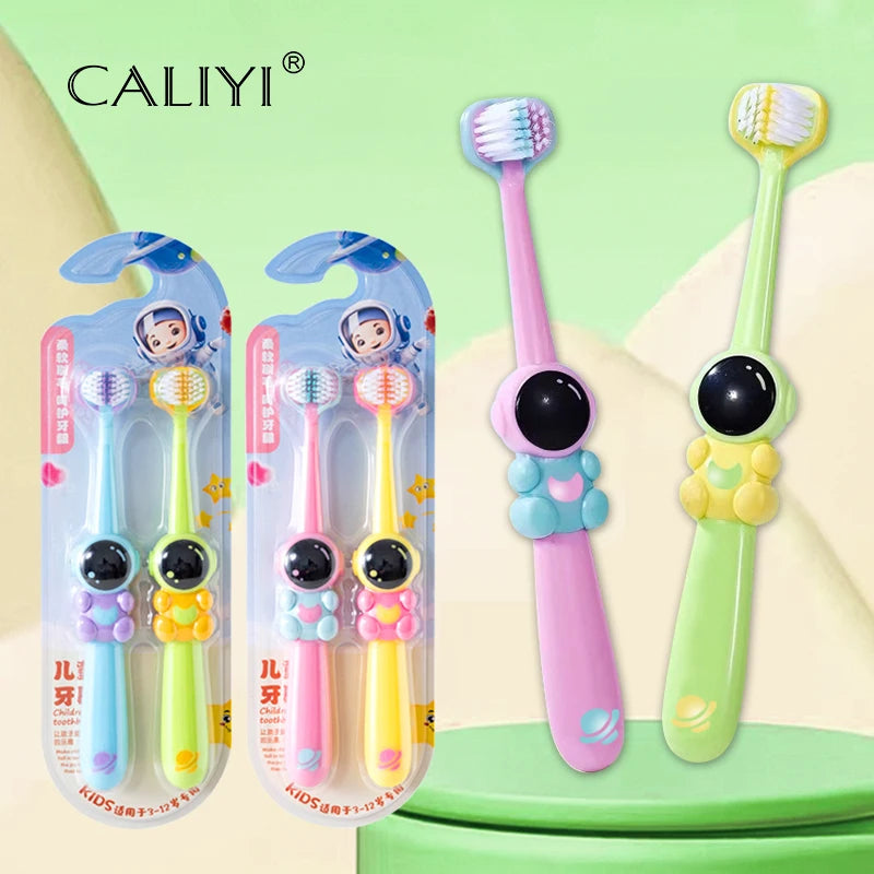 2pcs Children Toothbrush Three-sided Soft Bristle Teeth Whitening Brushes For 3-12 Years Old Kids Toothbrushes Dental Oral Care Vue
