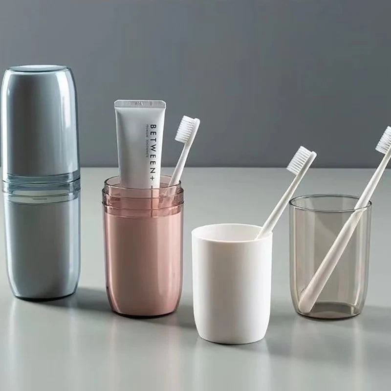 Toothbrush Storage Box Portable Mouthwash Cup Toothpaste Storage Box Toiletry Set Travel Supplies Portable Toothbrush Cup Vue