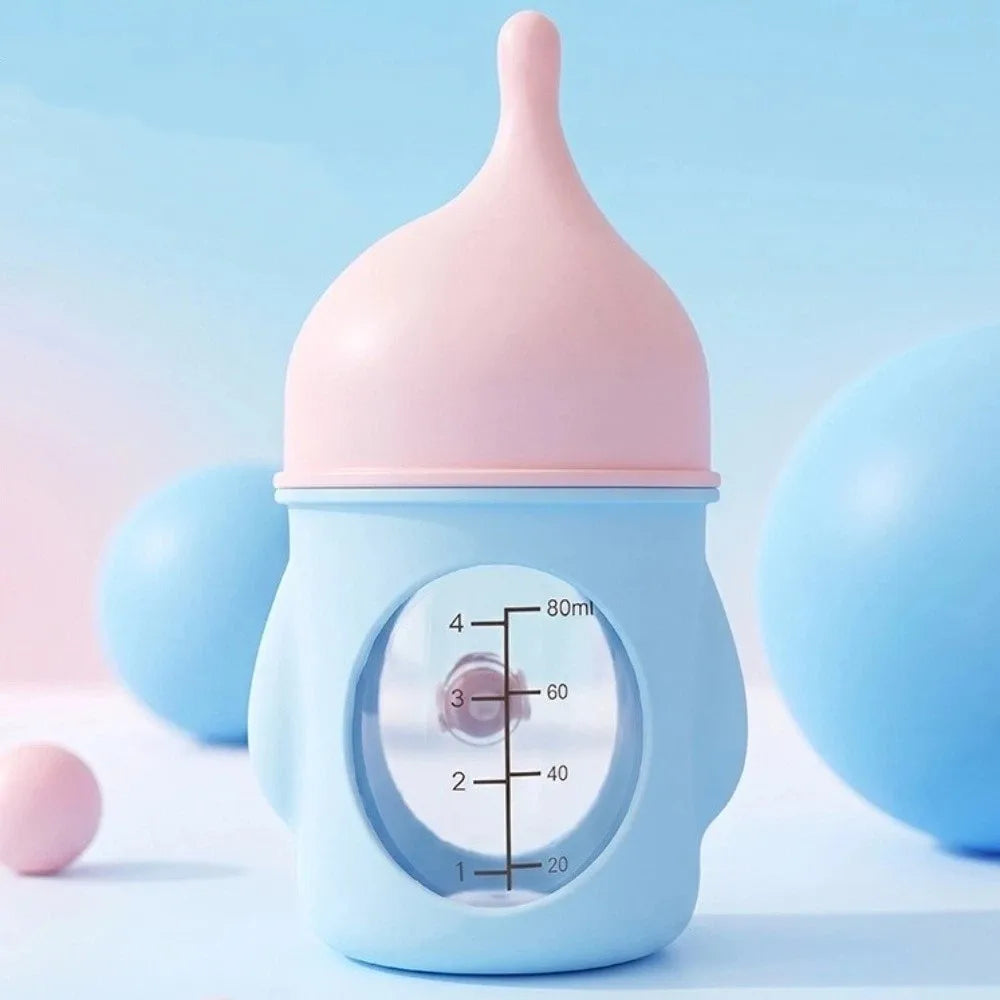 Anti-Choking Pet Milk Bottle Visible Scale Bite Resistant Cat Feeding Bottle Soft Silicone Silicone Nipple Dog Drinking Bottle Vue Blue 80 ML