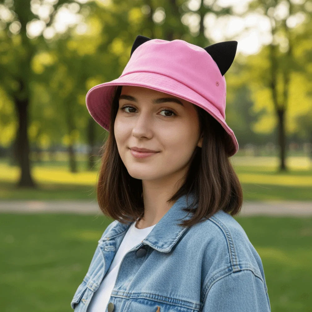 Fashion Cotton Cat Ears Hat Cute Ear Sun Protection Basin Breathable