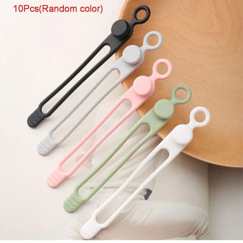10PCS Silicone Cable Ties,Cord Organizer,Cable Straps,Reusable Cord Ties,Travel Cable Organizer ,Cute Elastic Tie, Wire Ties Vue 10PCS